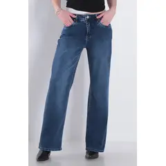 WADOS - JEANS MUJER WIDE LEG TIRO ALTO PRETINA BASICA 1 BOTON