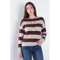 WADOS - SWEATER MANGA LARGA LISTADO ESCOTE BOTE
