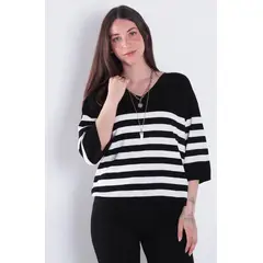 WADOS - SWEATER MANGA CORTA LISTADA ESCOTE V