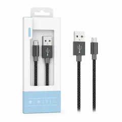 GENERICO - Cable Micro USB V8 1,2 m USB-A Nylon Trenzado Carga y Datos Negro