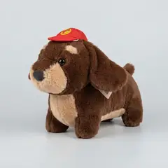GENERICO - Peluche Perro Salchicha Dachshund Gorro Rojo 30cm Suave
