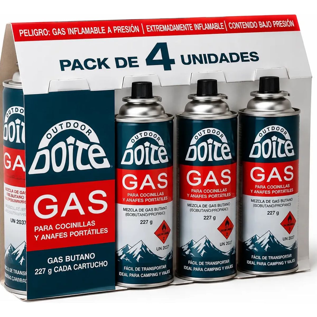 DOITE - Pack 4 Cartuchos Gas Doite 227 G Para Cocinilla Camping