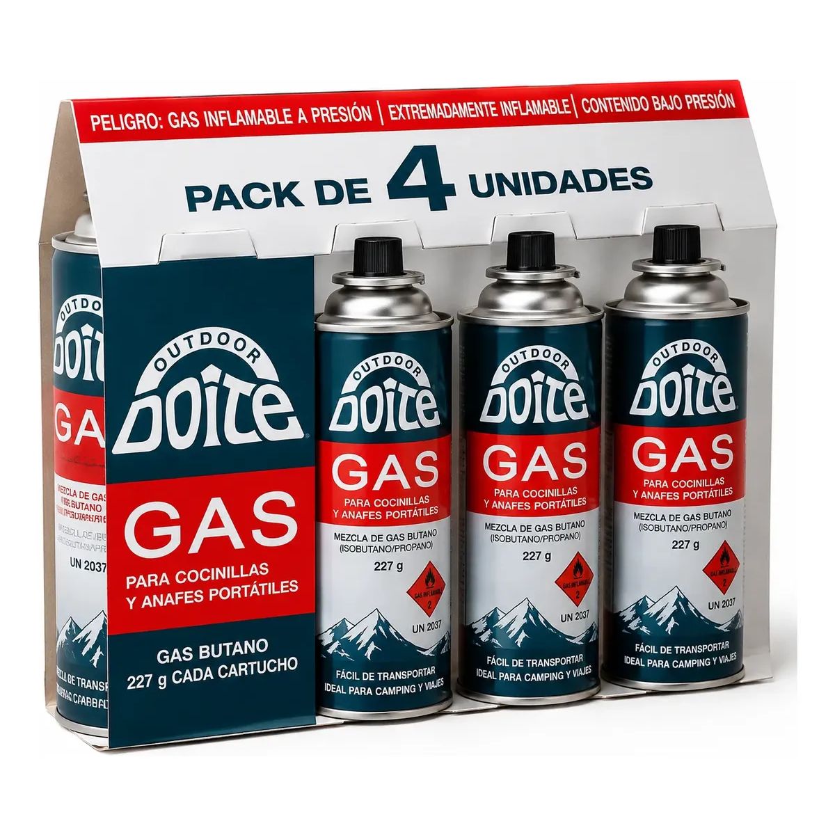 DOITE - Pack 4 Cartuchos Gas Doite 227 G Para Cocinilla Camping