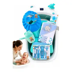 GENERICO - Bañera Ducha Tina Plegable Bebe Termómetro + Accesorios Baño