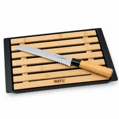 WAYU - Tabla Para Pan Bambú Con Cuchillo Bandeja Migas - PS