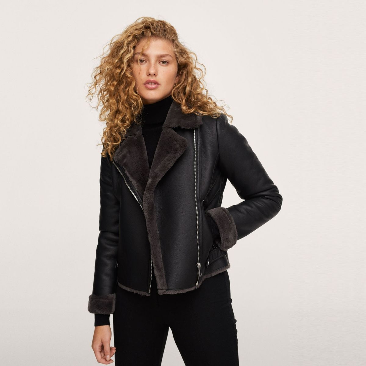 MANGO - Chaqueta Biker Doble Faz Cadi Mujer