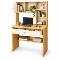 GENERICO - Escritorio Nórdico para Dormitorio con Cajón Gabinete y Organizador Superior 80x48x130cm