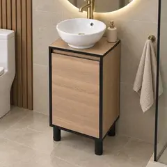 JOYTEK - Mueble de Baño Altair Nogal Claro con Lavamanos Sobreponer 40x46x72 cm
