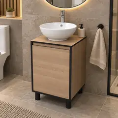JOYTEK - Mueble de Baño Altair Nogal Claro con Lavamanos Sobreponer 50x46x72 cm