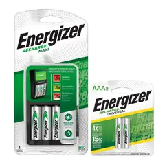 ENERGIZER - Pack Cargador Maxi AAAAA+pila Recargable AAAx2