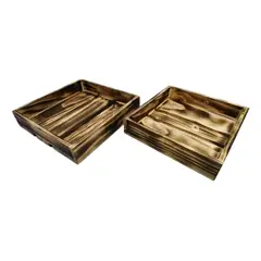 GENERICO - Set de 2 Bandejas Organizadoras de Madera Rústica para Decoración