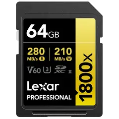 LEXAR - 64 GB profesional 1800x SDXC UHS-II V60