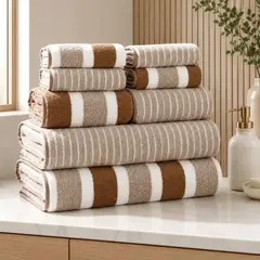 OEM - Set 8 Toallas De Baño Secado Rapido Distintos Tamaños Deco - Beige