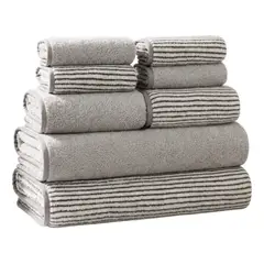OEM - Set 8 Toallas De Baño Secado Rapido Distintos Tamaños Deco - Gris
