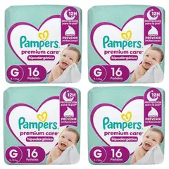 PAMPERS - Pañal Premium Care / Manga x 4 paquetes