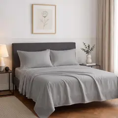 ROSEWOOD - Sabanas 100% Algodon 500 Hilos Matrimonial - Gris - Full