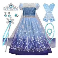 GIOIO - Vestido De Princesa Frozen Elsa Con Accesorios Niña