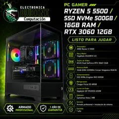 AMD CORP - PC Gamer Ryzen 5 5500 / SSD NVMe 500GB / 16GB RGB / RTX 3060 12GB