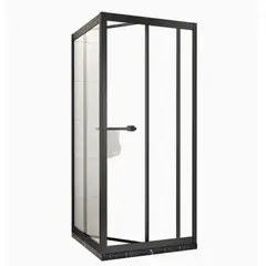 GENERICO - Mampara de Ducha Esquinera 70×70 cm – Puerta Abatible, Perfilería Negra – 190 cm Alto