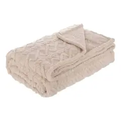 GENERICO - Frazada Trenzada Beige 2 Plazas 200x230cm para Climas Fríos
