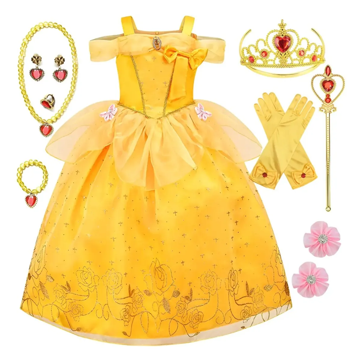 GIOIO - Vestido De Princesa Bella De Bella Y Bestia Para Niña