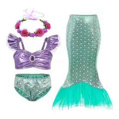 GIOIO - Vestidos Sirenita Ariel Disfraz Niña Halloween
