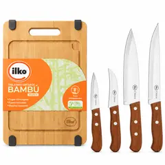 ILKO - Pack Cuchillos Multiuso Basic + Tabla Bambu