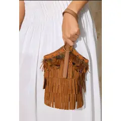VIVAFELICIA - Bolso Joplin Flecos Marrón