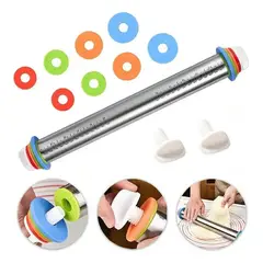 GENERICO - Rodillo de Acero Inoxidable Ajustable para Repostería con Discos