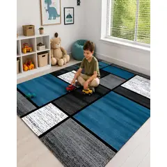GENERICO - ALFOMBRA PEQUEÑA DECORATIVA 160X200 CM CUADRO AZUL WYM