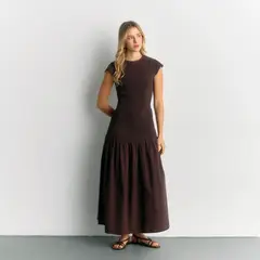 LOUNGE - Vestido Mujer Paradiso Largo Panal Café