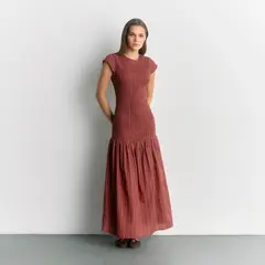 LOUNGE - Vestido Mujer Paradiso Largo Panal Burdeo