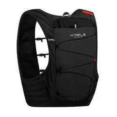 WRELS - Chaleco de Hidratación 10L Negro, ligero y transpirable para running, trail y senderismo