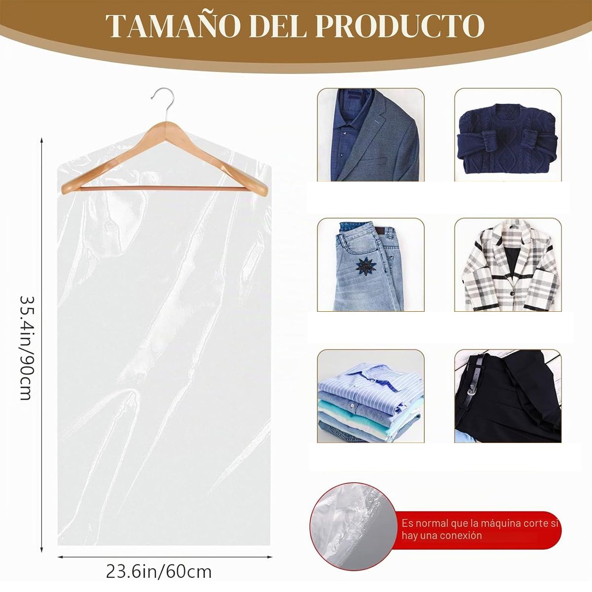 ATURE - 100 Bolsas Transparentes Fundas Para Ropa Trajes 60x90cm
