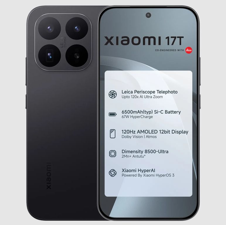 Celular 17T 12+256GB Leica 5x Teleobjetivo 6500 mAh (typ) batería de silicio-carbono