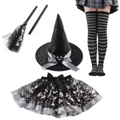 DANWEILE - Disfraz de bruja para fiesta de Halloween - Negro