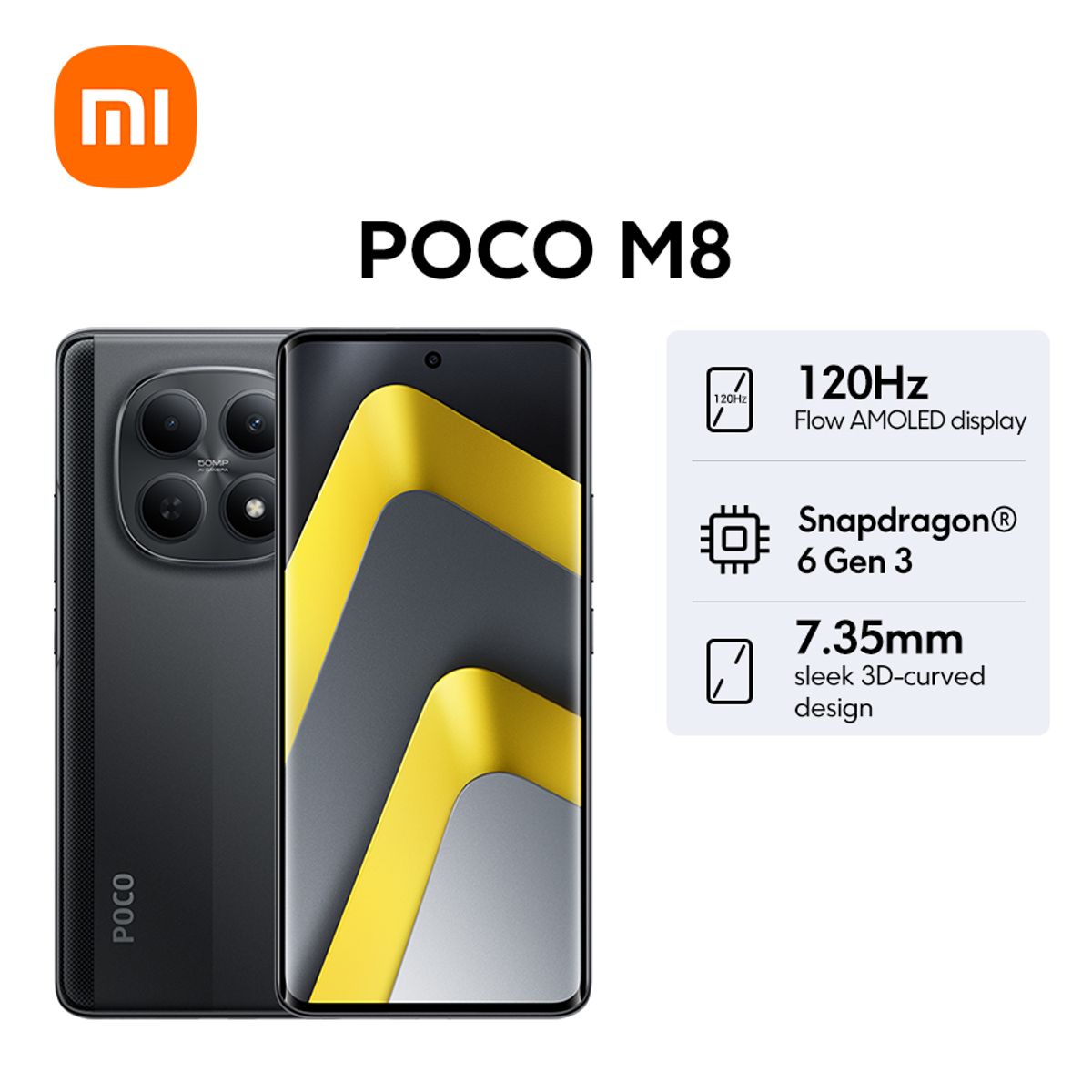 XIAOMI - Celular POCO M8 5G 8G+512G Snapdragon 6 Gen 3 Pantalla Flow AMOLED de 6.77" y 120 Hz
