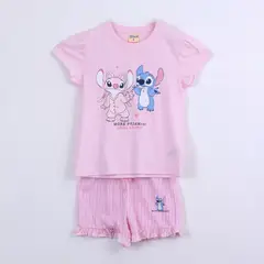 DISNEY - Pijama Manga Corta Niña Lilo & Stitch Listado Rosado