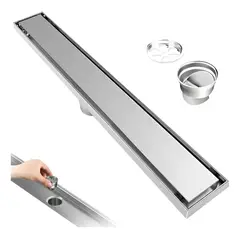 GENERICO - Rejilla de Desagüe para Ducha de Acero Inoxidable Premium 60cmx10cm