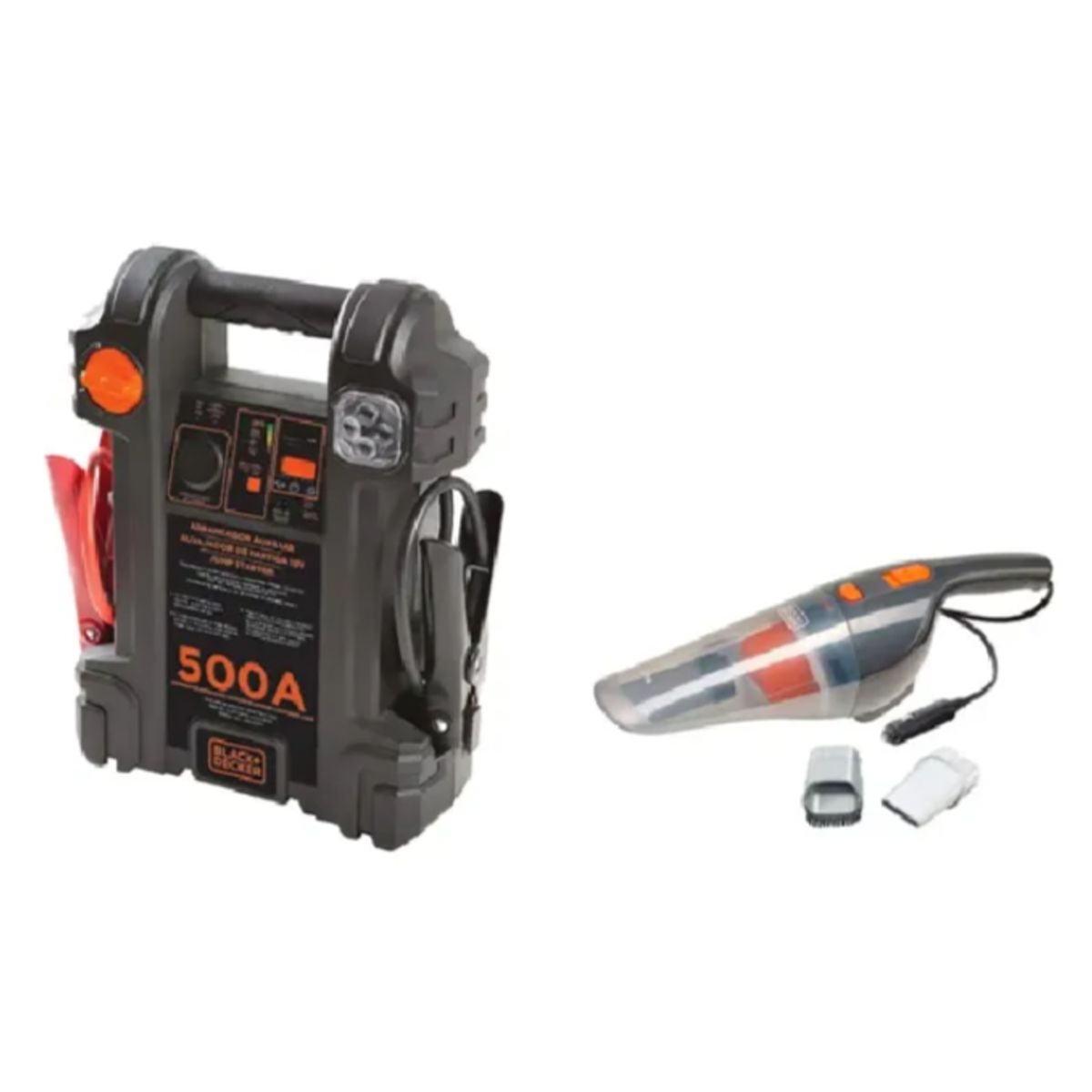 B & D - KIit Arrancador Auxiliar  de 500Amp + Aspiradora para auto de 12V-360ml / modelo: JS500S-BDCV370 b&d