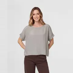 LINEATRE - Blusa Mujer Relaxed fit Fango