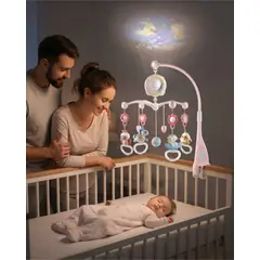 GENERICO - Movil Para Cuna De Bebe Con Luces Melodias Y Control Remoto