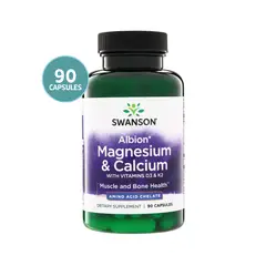SWANSON - Albion Magnesium & Calcium + Vitaminas D3 & K2 | 90 Cápsulas Veganas