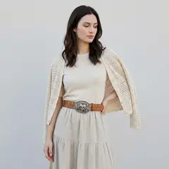 ACCESORIA - Cinturón Cowboy Mujer Con Tachas Hebilla Corazón Western
