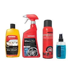 MOTHERS - Kit Lavado Exterior Completo | Shampoo + Limpiador de Llantas + Brillo Neumáticos + Vidrios