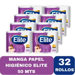 ELITE - Papel Higiénico Extra Suave 50 mts / Manga 8 paquetes x 4 rollos