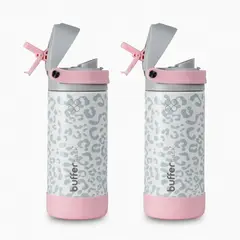 BUFFER FLASK - Termo Botella Termica Agua Buffer Niña Acero Inox 550ml x2 - Rosa