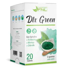 FNL - DTX Green 20 Sobres | Spirulina, Matcha, Moringa y Chlorella
