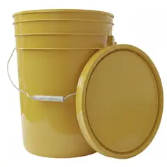 GENERICO - Balde Plástico Liso 20 Litros con Tapa y Mango – Amarillo