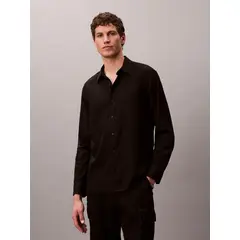 CALVIN KLEIN - Camisa Easy Fit de Lino Negro